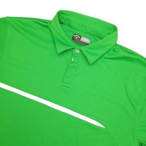 Callaway Polo Shirt Mens XL Green Opti-Dri Stripe Golf Performance Short Sleeve